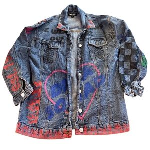 Thrill jeans Graphic Denim Jacket - Blue and Red